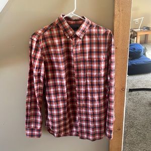 Banana Republic soft wash orange plaid long sleeve